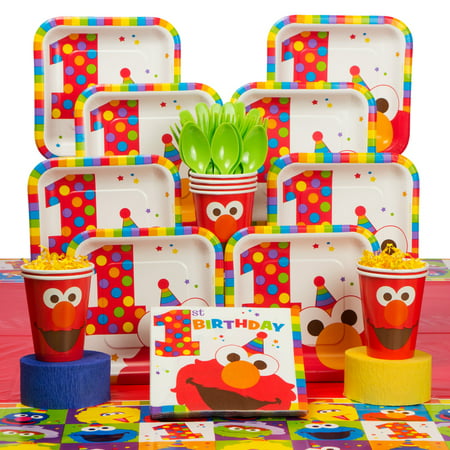Elmo's 1st Birthday Deluxe kit Serves 16 Guests - Party Supplies