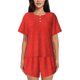 thumbnail image 1 of Balery Red Glitter Conjunto de Pijama para Mujer con Estampado, Dos Piezas de Manga Corta y Shorts, Ropa de Dormir Suave con Cuello Redondo y Bolsillos-Small, 1 of 6