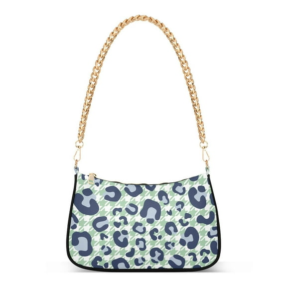 Leopard Print Plaid Animal Skin Womens Chain Shoulder Bag Tote Handbag Clutch Hobo Purse with Zipper for Travel Casual