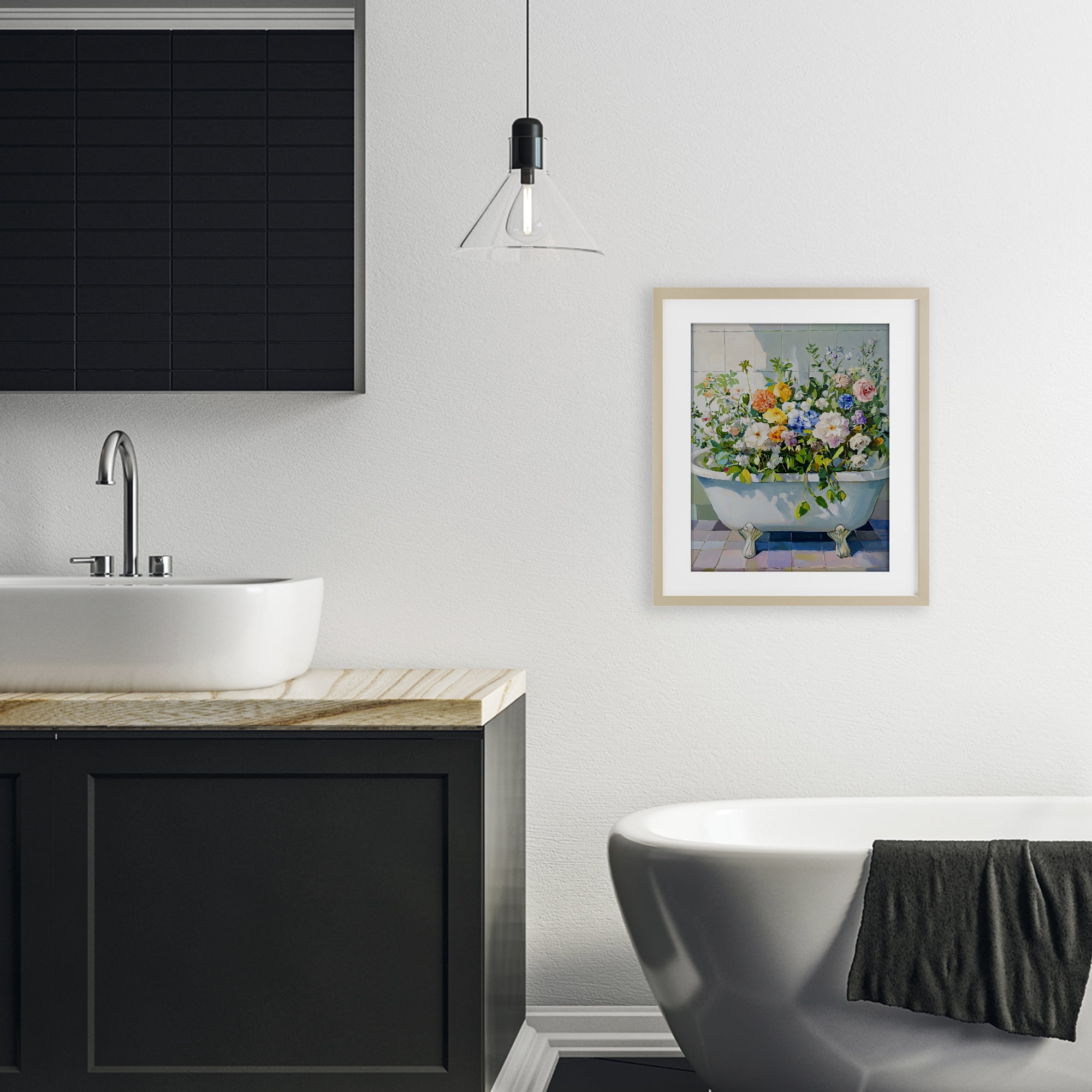 Stupell Industries Vintage Bathtub Bouquet Overgrowth Birch Framed Print Under Glass, design by The Prints Vibe