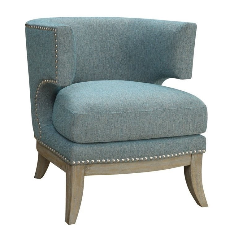 Coaster Barrel Back Upholstered Accent Chair In Blue