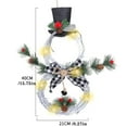 thumbnail image 3 of Lighted Snowman Wreath with Pinecones Plaid Bow and Top Hat for Indoor Outdoor Christmas Holiday Decoration, 3 of 8