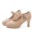 thumbnail image 6 of kkdom Women Mary Jane High Heels Platform Dress Shoes Pump Beige Size 6, 6 of 7