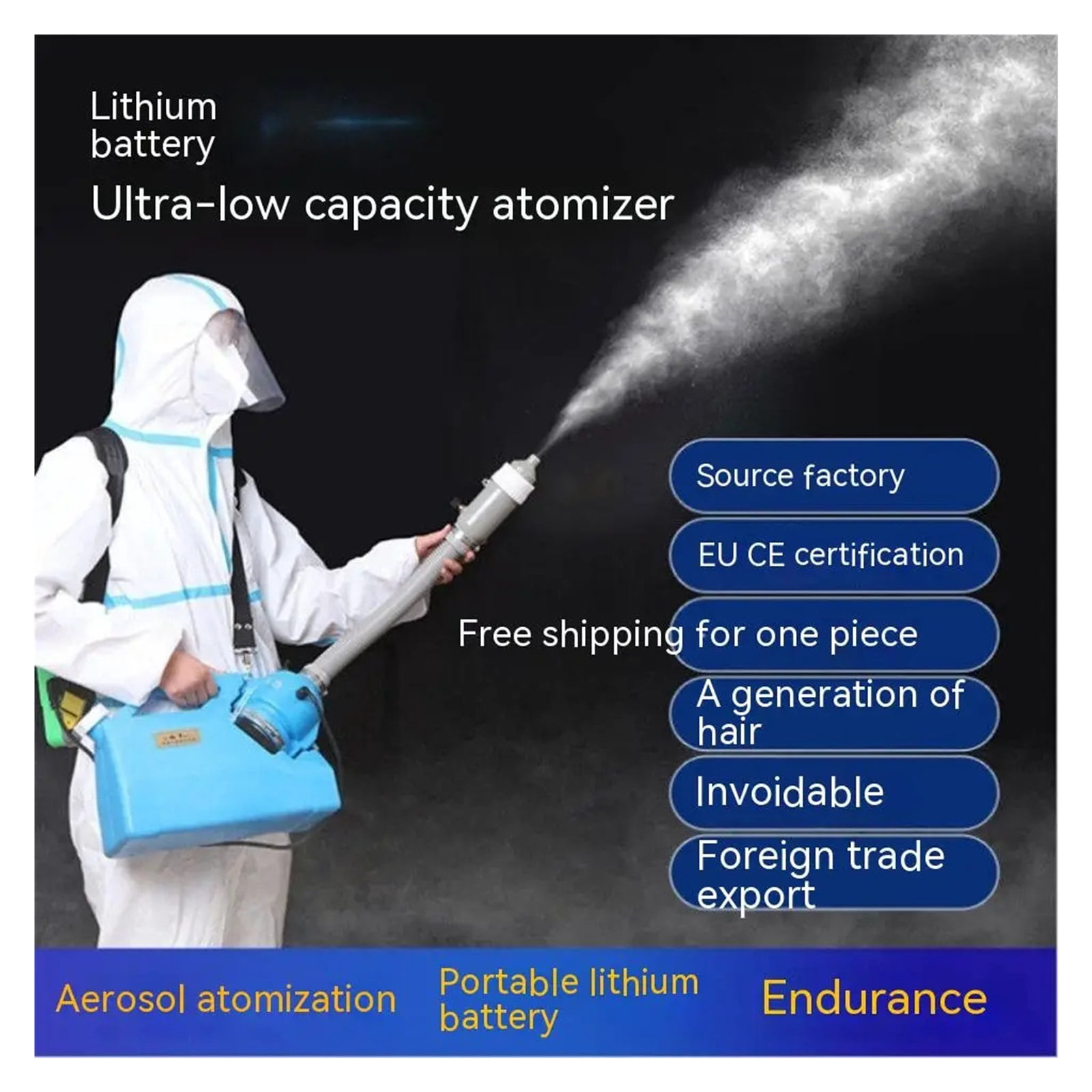 7L Electric Disinfection Sprayer, Fog Machine Intelligent Ultra-Low Capacity ULV Cold Fogger For Garden Hospitals