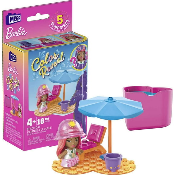 MEGA Barbie Color Reveal Beach Day Construction Set - 14 bricks and special pieces