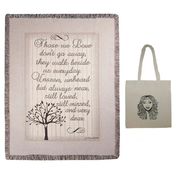 Those We Love 50" x 60" Inspirational, Friendship Tapestry Throw Blanket & Angel Tote, Memorial, Bereavement, Sympathy