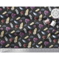 thumbnail image 3 of Soimoi Black Cotton Duck Fabric Feather & Floral Fabric Prints By Yard 42 Inch Wide, 3 of 3
