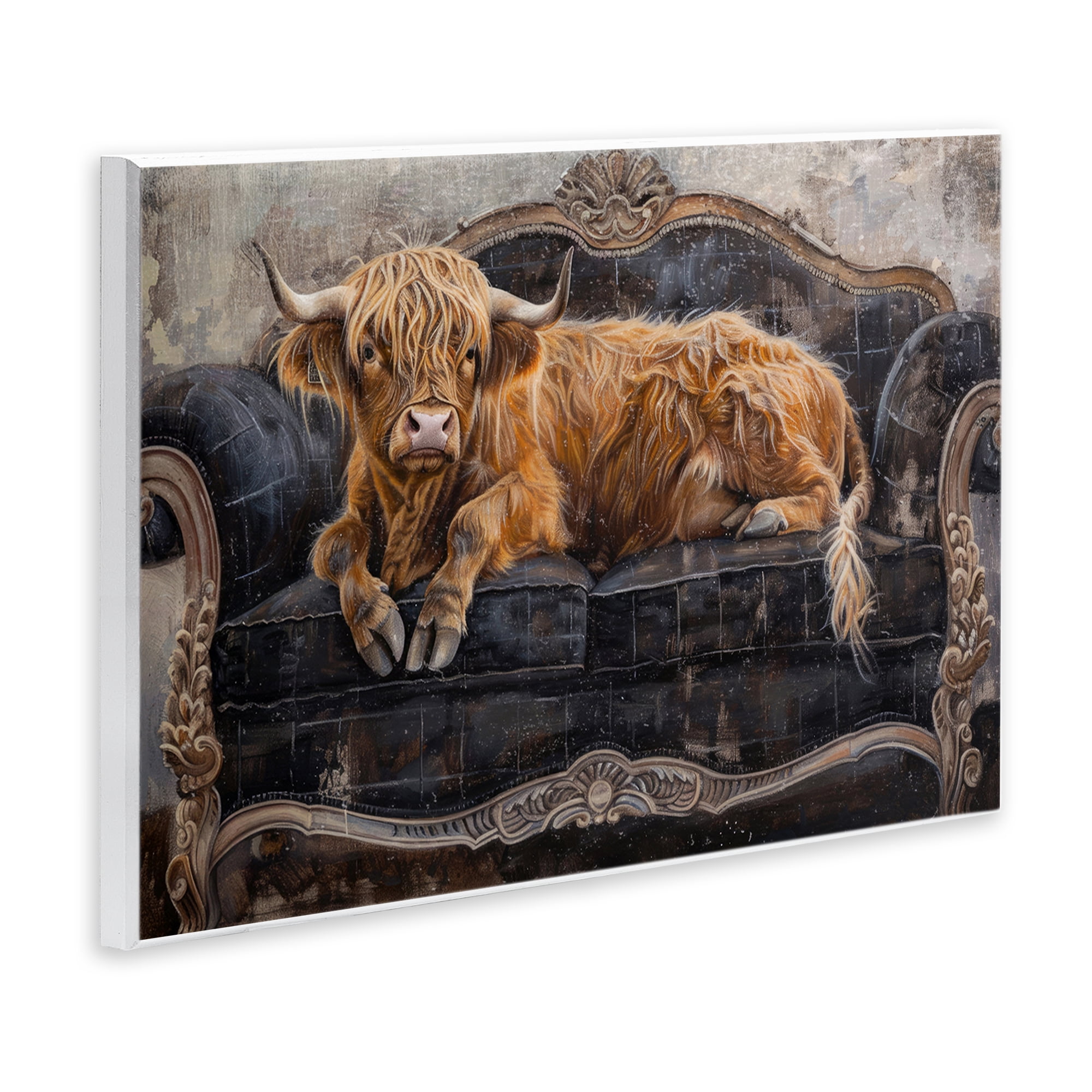 Stupell Industries Cozy Couch Highland Cow Wall Plaque Art, design by Tina LeCour