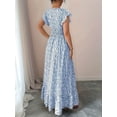 thumbnail image 6 of Women'S V Neck Floral Print Maxi Dress with Ruffle Sleeves and Smocked Waist XXL, 6 of 7