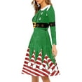 thumbnail image 2 of FKELYI Xmas Stripes Print Women Dress Size 2XL Stretchy Christmas Party Dresses for Women Durable Women Long Sleeve Dress to Look Thin, 2 of 4