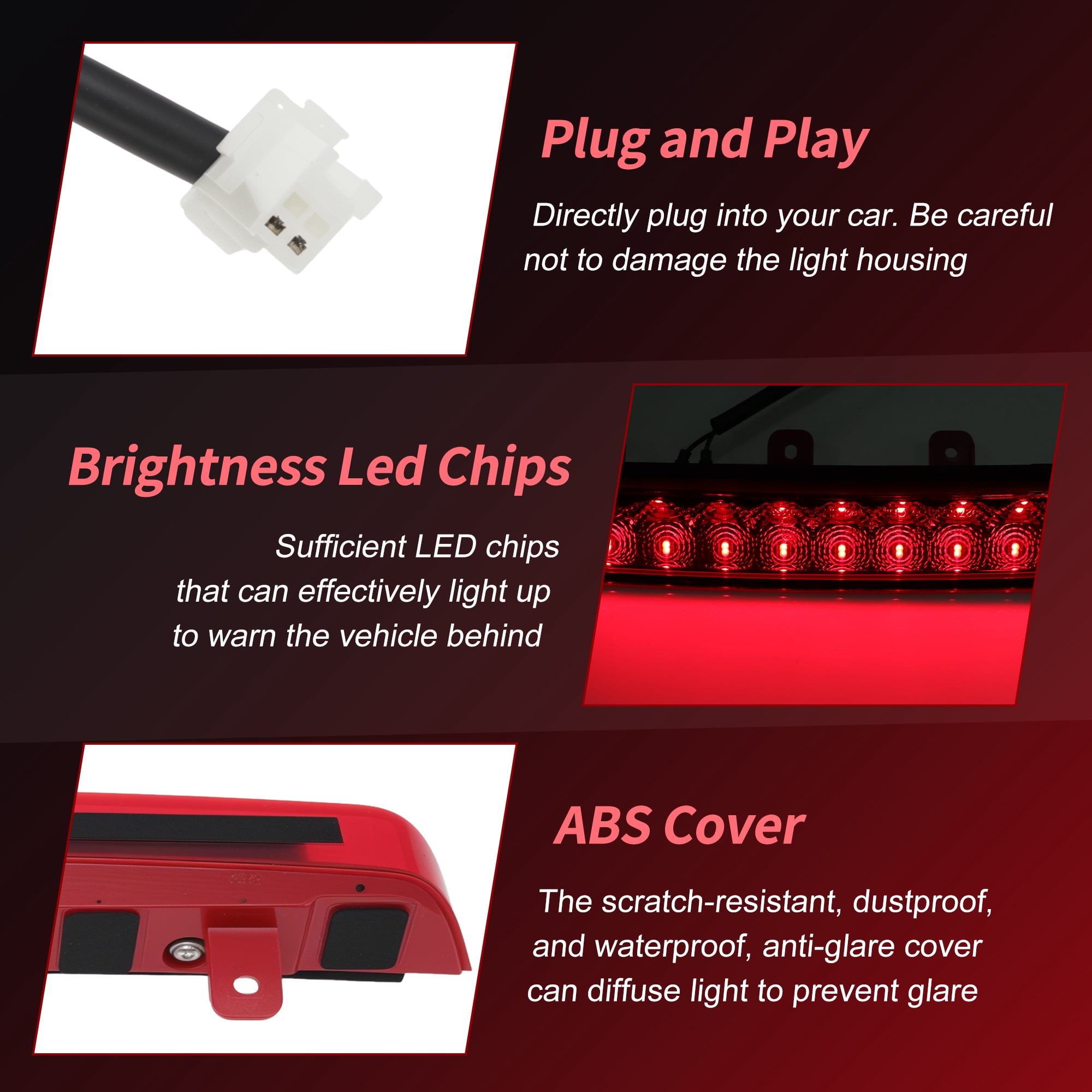 Unique Bargains LED Third Brake Light Red ["for Hyundai Santa Fe 2013-2018 92700-A1000"]
