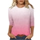 thumbnail image 3 of Awdenio - Camisetas de manga larga para mujer, estilo playero holgado, informal, con mangas 3/4, estampado de moda, cuello redondo, 3 of 5