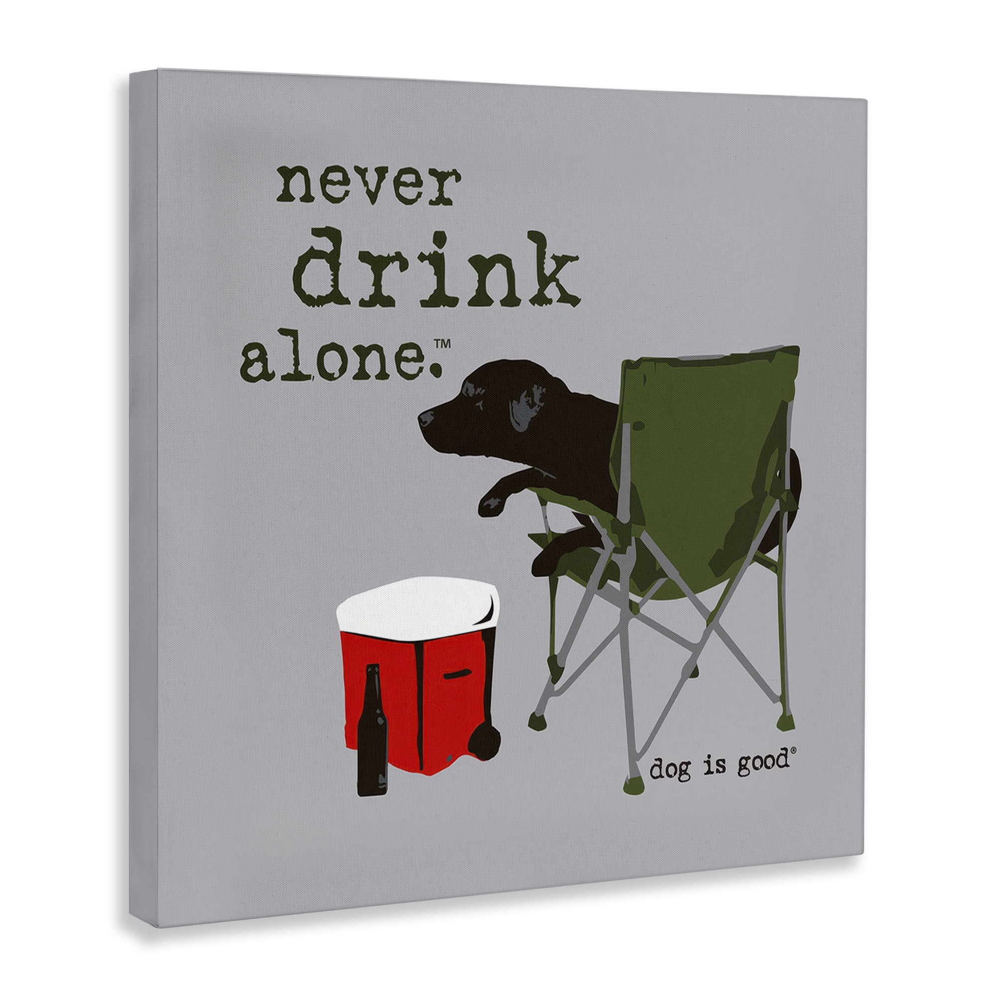 Stupell Industries Never Drink Alone Dog Animals Painting Wrapped Canvas Art Print Wall Art, 30 x 30