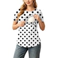 thumbnail image 2 of Hxshgdsn Womens Maternity Nursing Top for Breastfeeding Short Sleeve Cute Printed Round Neck Pullover Tops（Black/L）, 2 of 10