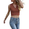 thumbnail image 3 of Yuemengxuan Women Fashionable Simple Style Knitted Vest, Solid Color V-neck Sleeveless Tops, 3 of 5