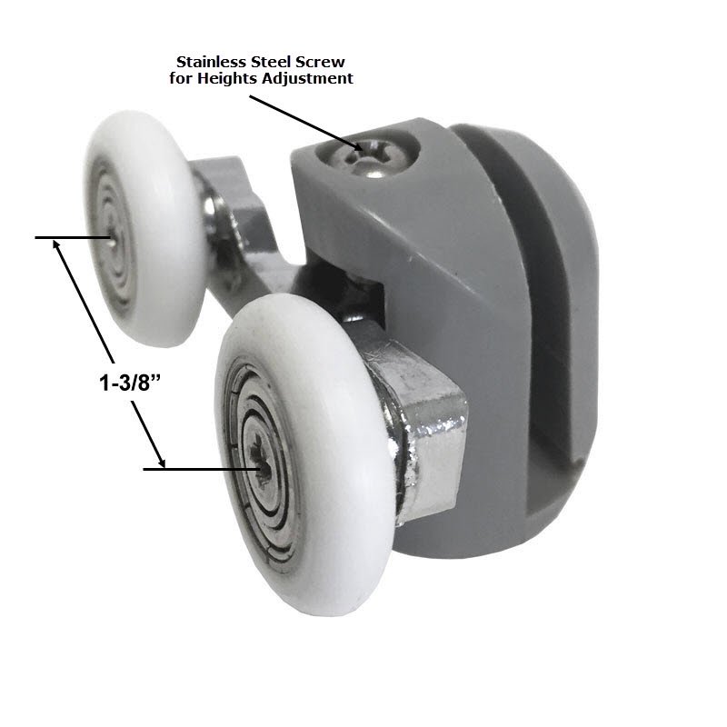 Shower Door 7/8" Diameter Ball Bearing Double Roller Assembly for