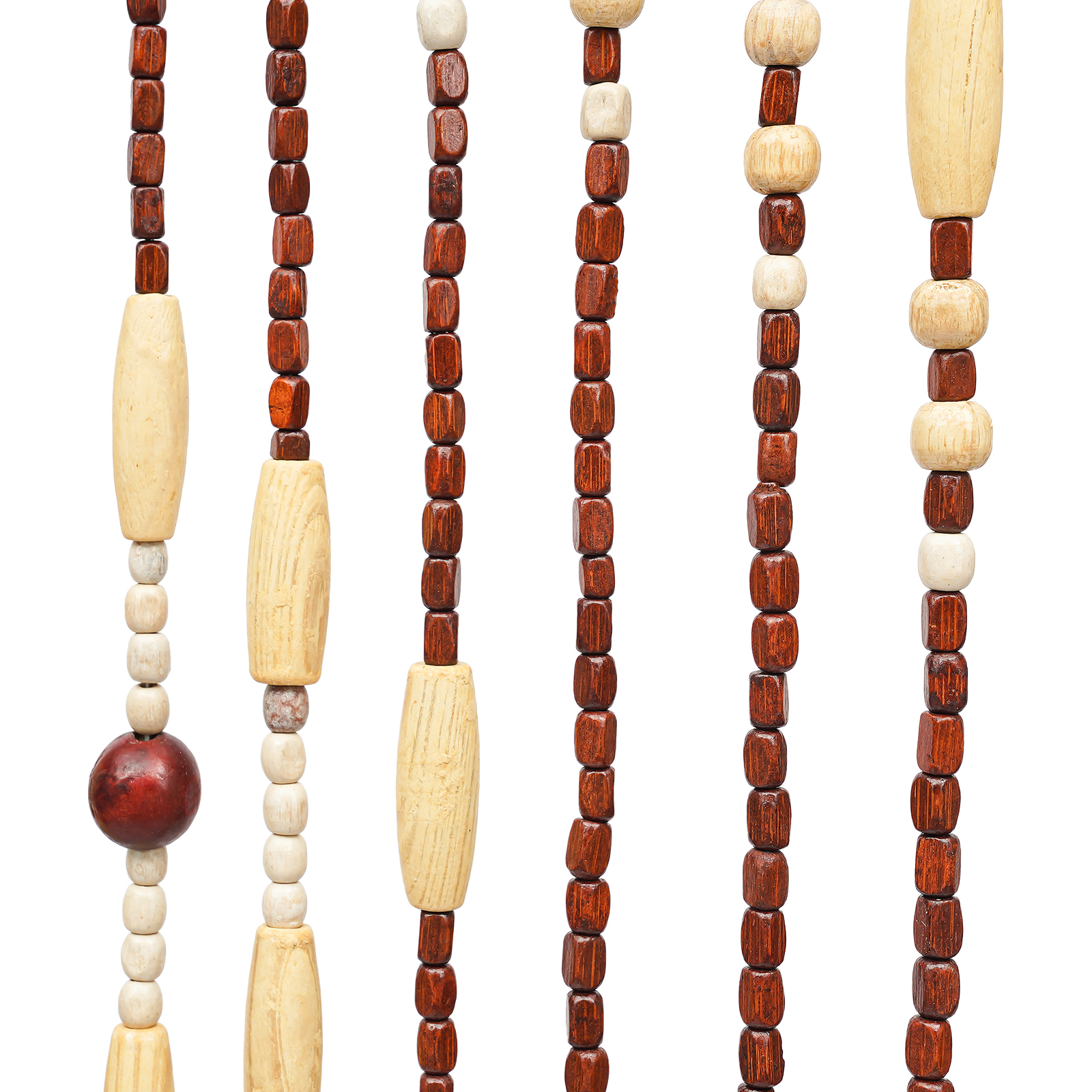 Wood and Bamboo Beaded Curtain, 31 Strands Handmade Hanging Door Curtain for Home Decor, Bohemian Hippie Style, 35.4 x 69 in