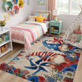 Red Firework Recipes Independence Day Gnome Area Rug 5'x7', Country Red Blue Stripe Pennant ...