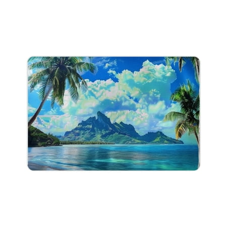 YILUYINQING Diatom Mud Mats Non-Slip Palm Trees Mountain Blue Sky Home Decor Set of 2 24x16in