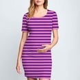 thumbnail image 2 of Zwiiyzr 2025 Women's Maternity Dress Striped Slim Short Sleeve Tank Dresses Scoop Neck Pregnancy Bodycon Dress for Casual Wear Hot Pink, 2 of 7