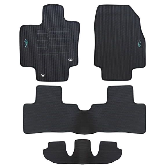 All Weather Floor Mats for 2020 to 2026 Toyota Highlander Safety Locks, Full Set (2nd Row Bench or Bucket seats), Black