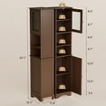 thumbnail image 5 of Lofka 67”H Tall Bathroom Storage Cabinet with Adjustable Shelves, Narrow Tall Linen Tower  with Two-Way Doors, Dark Brown, 5 of 8