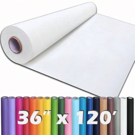 36 x 1440 120' White Kraft Paper Roll for Craft Bulletin Board Paper Art Table Covering Crafting Gift Wrapping Bouquet Packing Parcel 80GSM 55LB (White 36 x 120')
