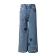 thumbnail image 4 of Zanarzt Girls Baggy Cargo Pants Jeans for Girls Baggy Wide Leg Cute Bow High Waisted Denim Pants Streetwear Back To School Clothes Blue,7-8 Years, 4 of 8