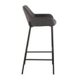 thumbnail image 3 of Daniella Industrial Fixed-Height Bar Stool In Black Metal And Charcoal Fabric - Set Of 2, 3 of 7