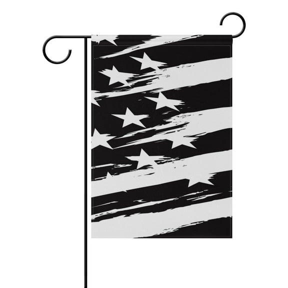 POPCreation Black And White American Flag Polyester Garden Flag Outdoor Flag Home Party Garden Decor 28x40 inches