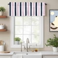 thumbnail image 2 of Navy Blue Pink Striped Valance Curtain Modern Window Valances Rod Pocket Short Curtains Window Treatments for Kitchen Bedroom Bathroom Laundry 60" x 14", 2 of 9