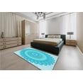 thumbnail image 4 of Ahgly Company Indoor Round Patterned Bright Turquoise Blue Area Rugs, 6' Round, 4 of 6