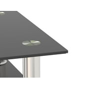Black Glass End Tables, Small Glass Top End Table, Black Side Table, Square Shape, Tempered Glass Top, Metal Frame, for Living Room Bedroom (All Black, 1Pcs End Table)