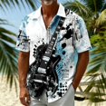 thumbnail image 2 of Mens Hawaiian Shirt Short Sleeve Button Down Shirts Music Symbol Printed Summer Regular Fit Beach Shirt Tops, 2 of 4