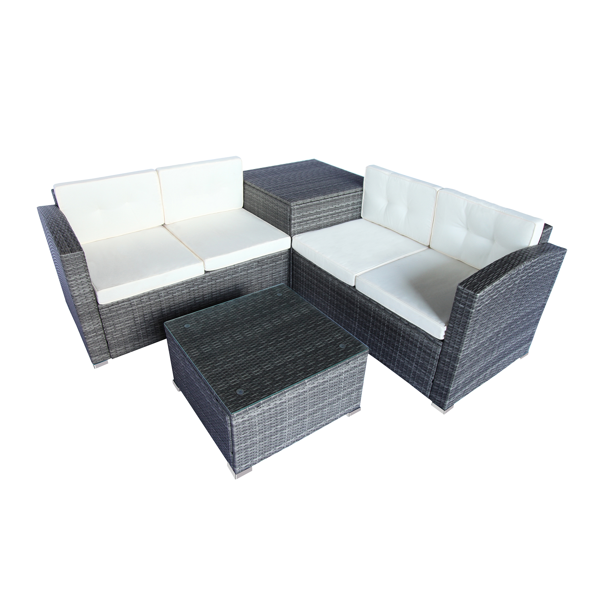 Patio Dining Sets Clearance 4 Piece Outdoor Sectional Sofa Set With Loveseat And Glass Table All Weather Outdoor Conversation Set With Beige Cushions For Backyard Porch Garden Poolside L3583 Walmart Com Walmart Com