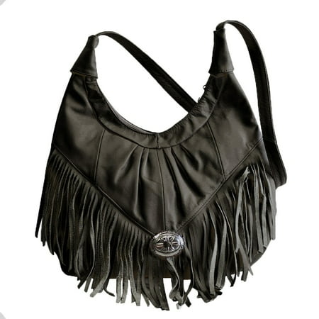AFONiE  Fringe Soft Leather Hobo Handbag (Best Soft Leather Handbags)