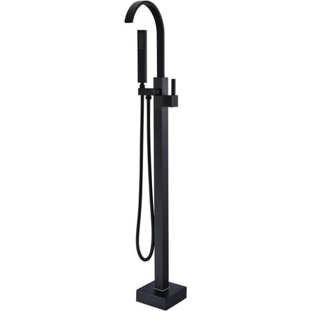 

FSXUOLIPI Freestanding Bathtub Faucet Tub Filler Black Floor Mount Single Handle with Hand Shower