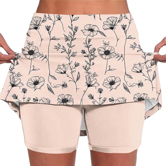 Stamzod Skorts for Women with 2 Pockets High Waisted A Line Casual Golf Skort Athletic Pickleball Tennis Skirt Khaki B XL