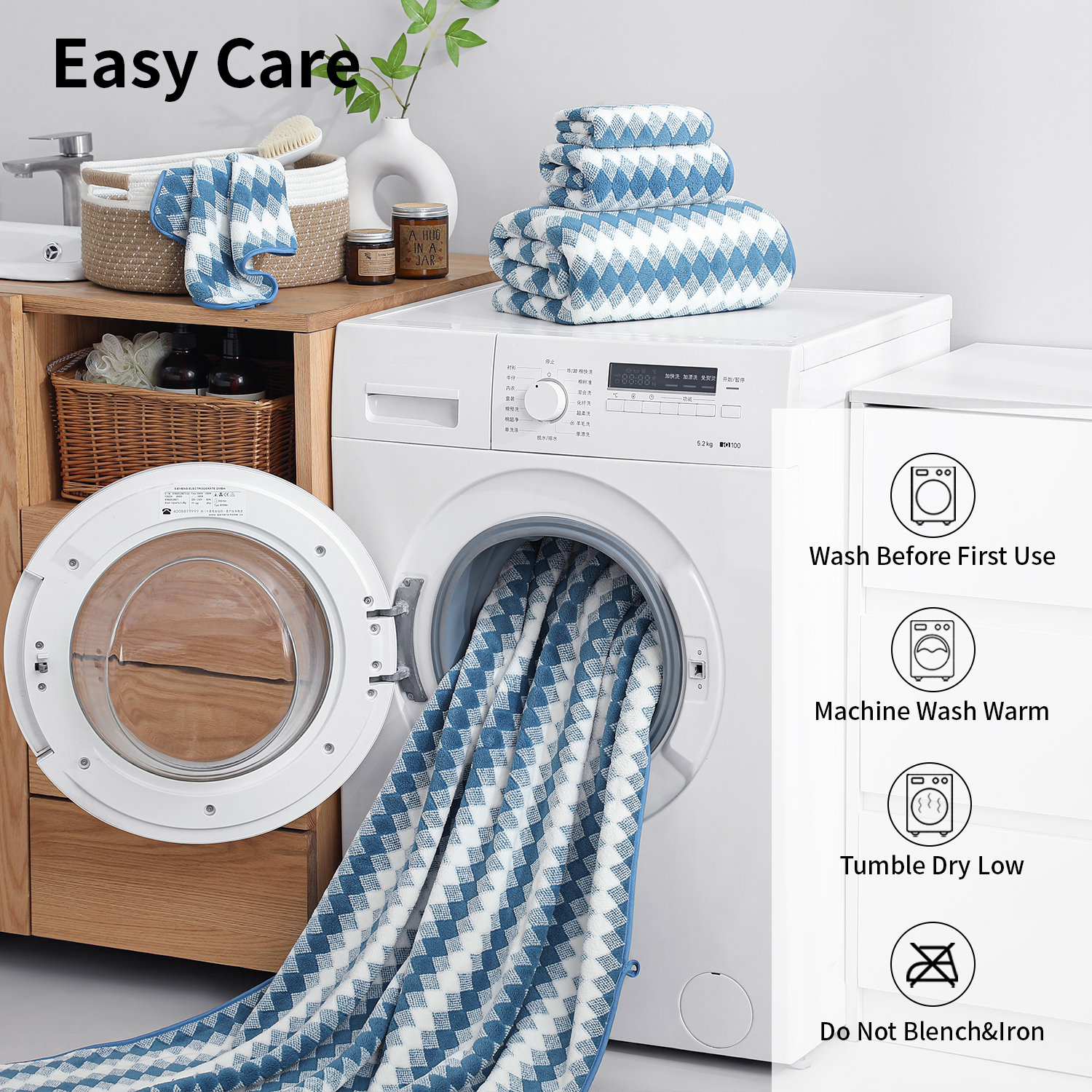 Beartech 12 Piece Hand Towel Set, Ultra Soft and Highly Absorbent Microfiber Towels 600GSM Quick Dry 16"x32" Hand Towels For Bathroom,kitchen-Blueberry