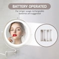 thumbnail image 3 of OVENTE Wall Mounted Lighted Makeup Mirror, 9" Double Sided 1X/10X Magnifying Vanity Mirror for Bathroom with LED Lights, Cordless, 360° Rotation and 13" Extendable Arm, Nickel Brushed MFW85BR1X10X, 3 of 12