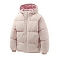 thumbnail image 2 of hlysgo Mens Winter Puffer Jackets with Hood Warm Zip up Quilted Puffy Coat Big Men's Winter Coat Thicken Thermal Going Out Jacket Pink M, 2 of 4