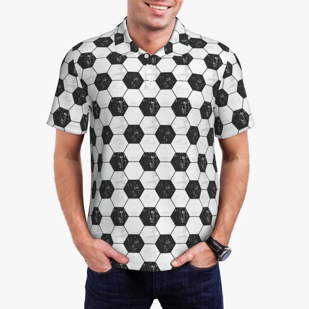 Fotbe Soccer Camiseta Polo de Golf para Hombre con Estampado – Camisa Deportiva Transpirable con Cuello Abotonado-Small
