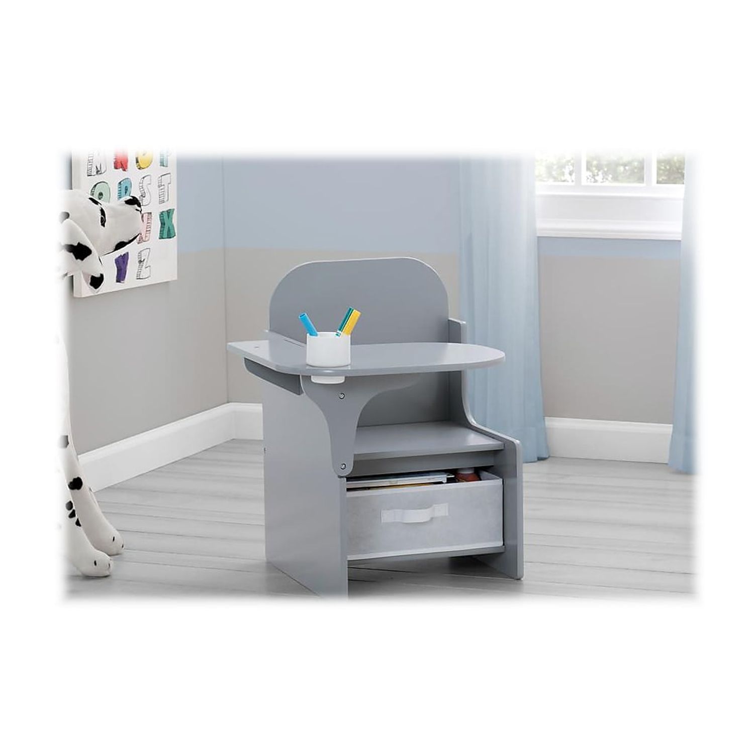 Delta Children Classic Chair Desk with Storage Bin, Gray photo 2