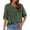 Green, variant on Women Casual Solid Color Pleated Cotton Linen Tops Shirts And T Shirt Set