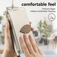 thumbnail image 6 of For iPhone 17 Pro Max Flip Wallet Phone Case,With Shoulder Strap&Wrist Strap,Flip Fold Kickstand,With Card Slots,Zipper Pocket,Leaf Magnetic Closure,Shockproof Anti-fall Phone Case,White, 6 of 13