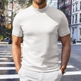 thumbnail image 2 of Men's T Shirt Short Sleeved Roll Neck Shirt Summer Basic Shirt Roll Neck Undershirt Athletic Gym Running Lightweight Performance Tee Top XXXL White Men's Short Sleeved T Shirt, 2 of 5