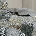 thumbnail image 2 of 2 Piece Animal Print Bedspread Leopard Zebra Cheetah Printed Quilt Set Jungle Rustic Cabin Theme Bedding Reversible Black Twin Size Coverlet for All Season, 2 of 3