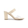 thumbnail image 3 of BLISSFUL STEP Women's Dual Clear Strap Block Heels Mules Slides Sandals Beige 6, 3 of 7
