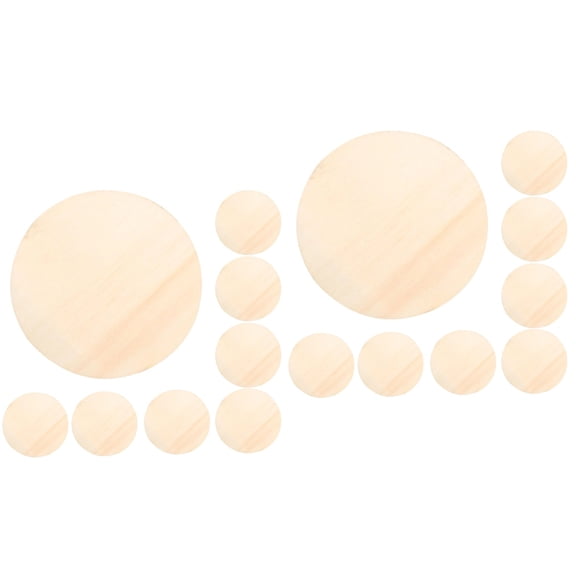 Worgeous 20 pcs  Wooden Cutouts Wooden Round Chips Party Ornaments Natural Round Cutouts
