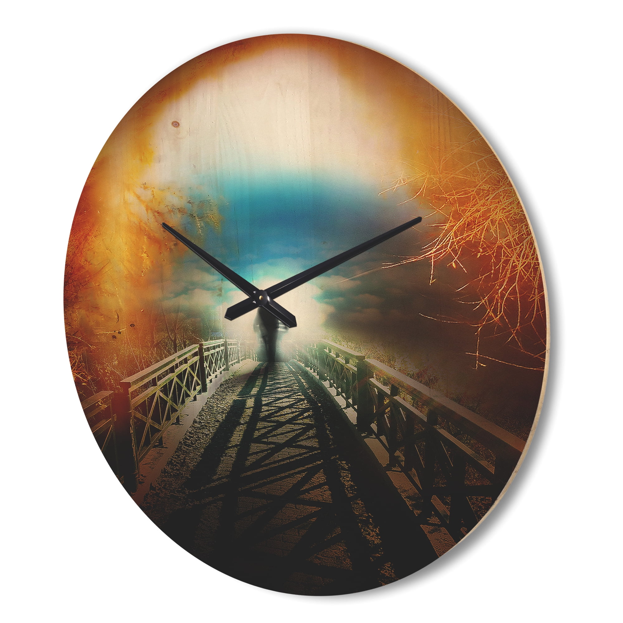 Designart 'Life after Death Large Tunnel Landscape' Modern Wood Wall Clock